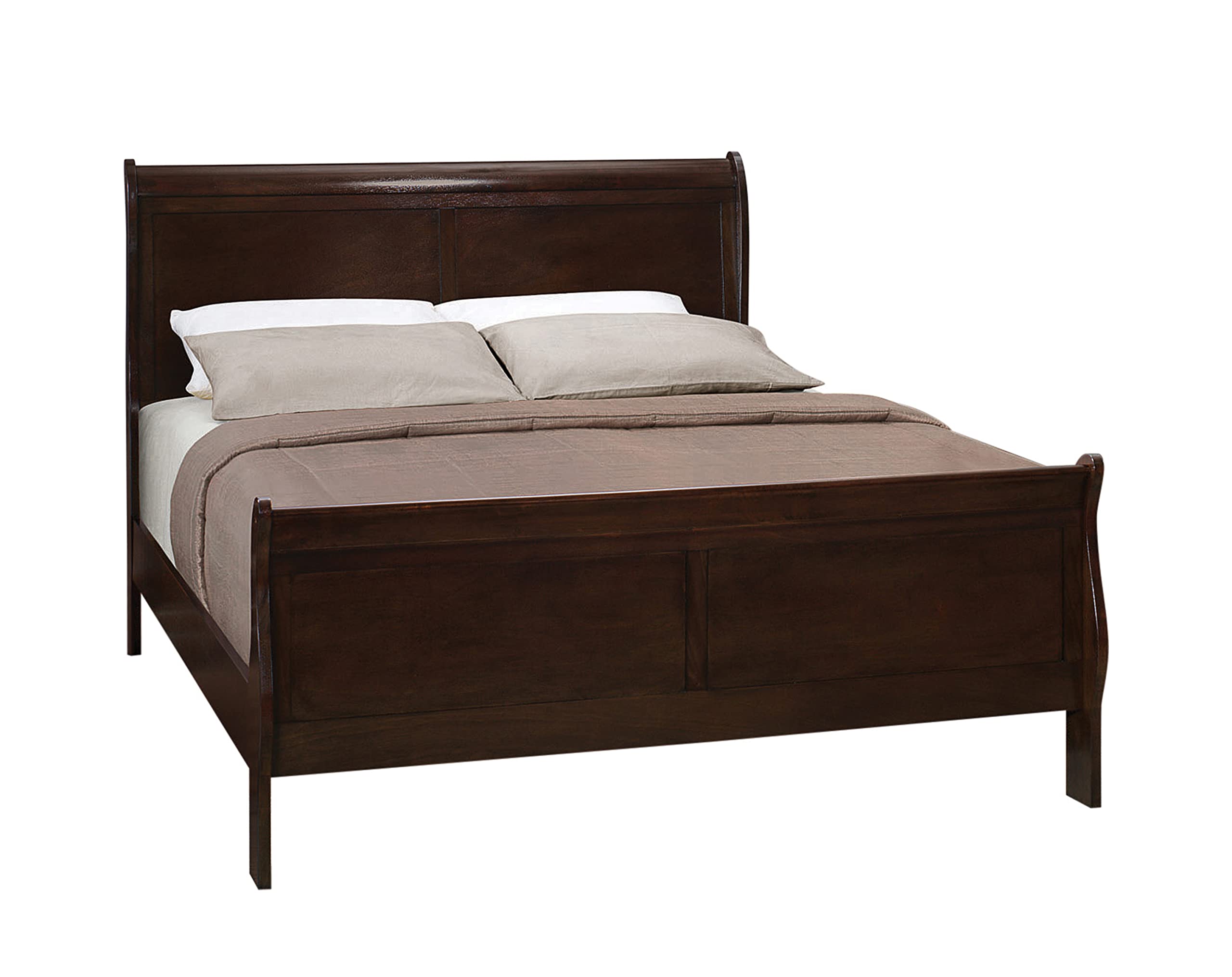 Coaster Home Furnishings Louis Philippe Traditional Bedroom Wooden Full Size Sleigh Bed Frame 47-Inch Panel Headboard Cappuccino Brown 202411F