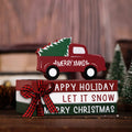 Jetec 4 Pieces Christmas Tiered Tray Decor Wooden Truck Tree Decor Farmhouse Table Shelf Decorations Xmas Wooden Decorative Book