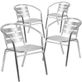 Flash Furniture Commercial Aluminum Slat Back Stacking Outdoor Restaurant Chairs, Modern Stackable Patio Chairs for Restaurants,