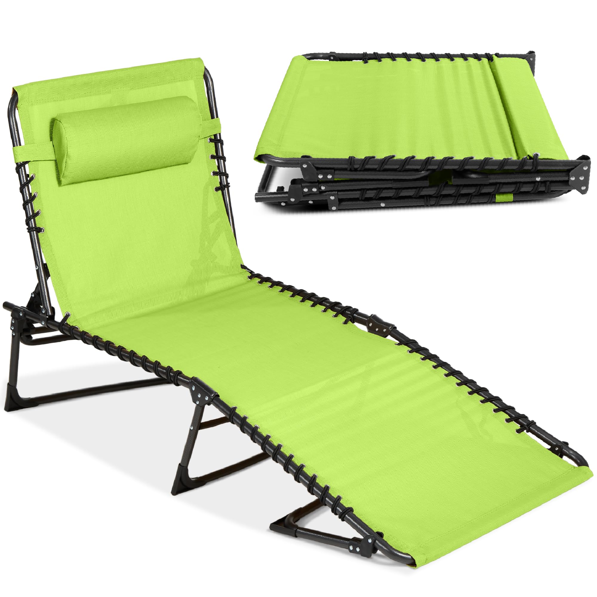 Best Choice Products Patio Chaise Lounge Chair, Portable Outdoor Folding Recliner for Lawn, w/ 8 Positions, Handles, 300lb Capac