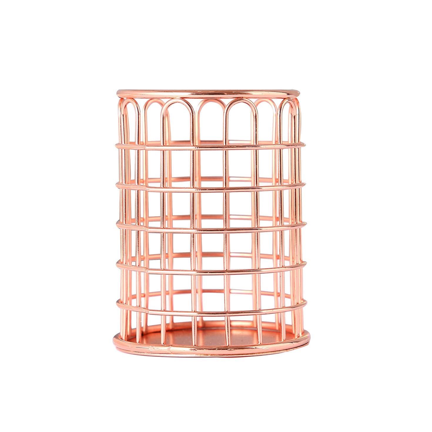 Weyoo Pen Holder, Wire Metal Pencil Holder, Decorative Desk Storage Organizer Container For Stationery And Desk Accessories (Ros