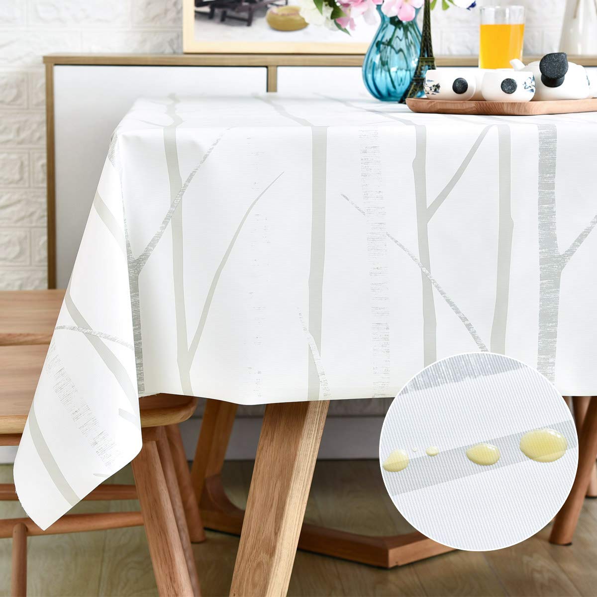 Lohascasa Square Vinyl Oilcloth Tablecloth Waterproof Wipeable Pvc Heavy Duty Plastic Party Spill Proof Tablecloths For Cardtabl