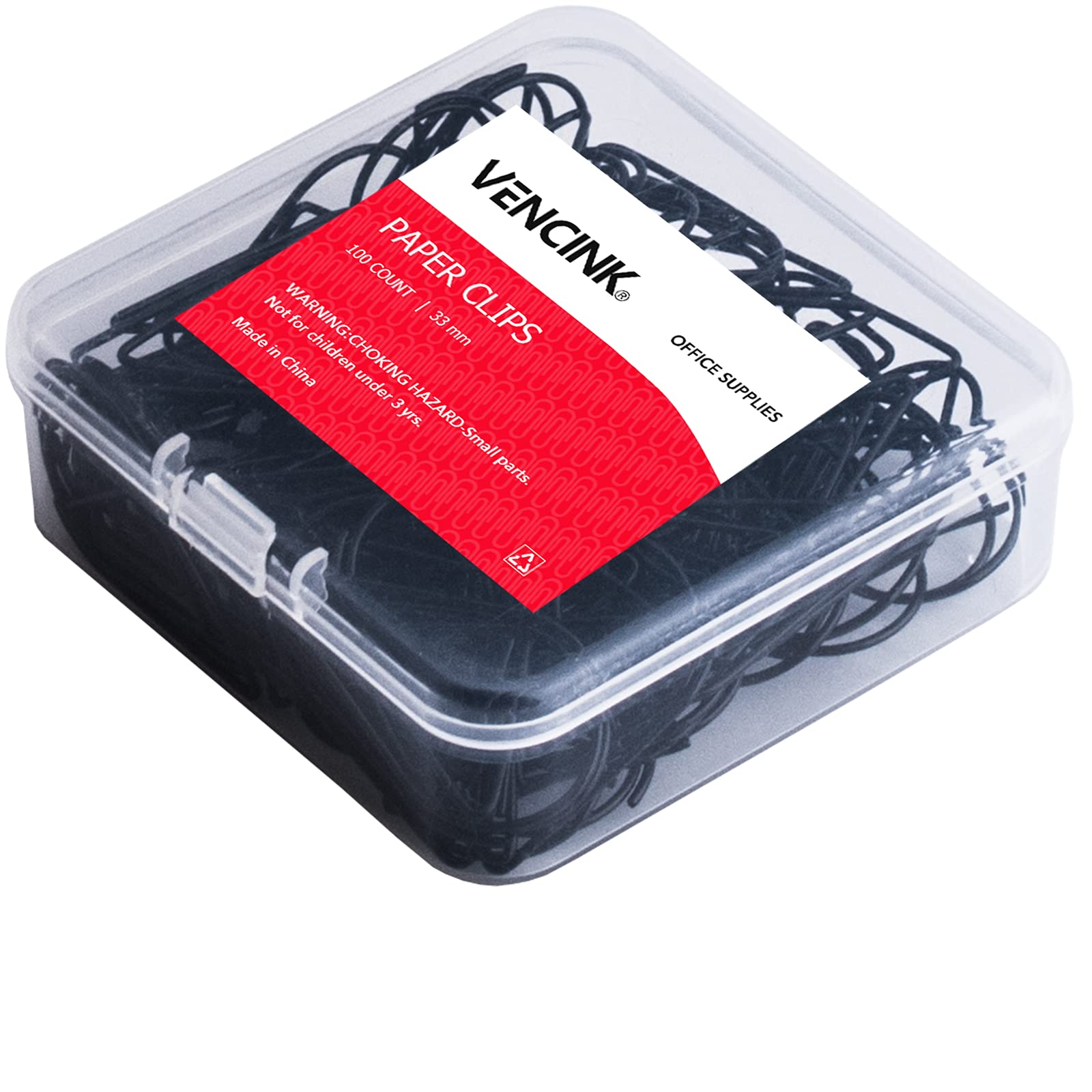 100 Pieces Black Cute Paper Clips Medium, Smooth Stainless Steel Drop-Shaped Wire Paperclips For Office Supplies Wedding Women G