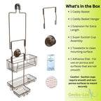 Gecko-Loc EXT Hanging Shower Organizer Bronze Stainless Steel