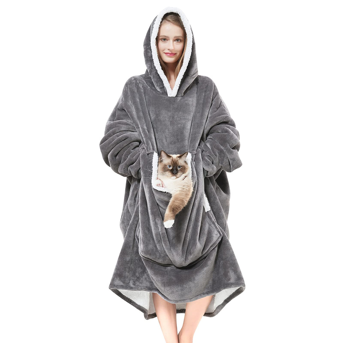 Cozystar Wearable Blanket Hoodie With Giant Pocket (Pet Won'T Leave) Extra Soft Sherpa Fleece Thick Warm & Cozy Oversized Sweats