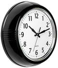 Bernhard Products Black Wall Clock Retro Silent Non Ticking 9.5 Inch Round Battery Operated Quality Quartz Easy to Read for Home