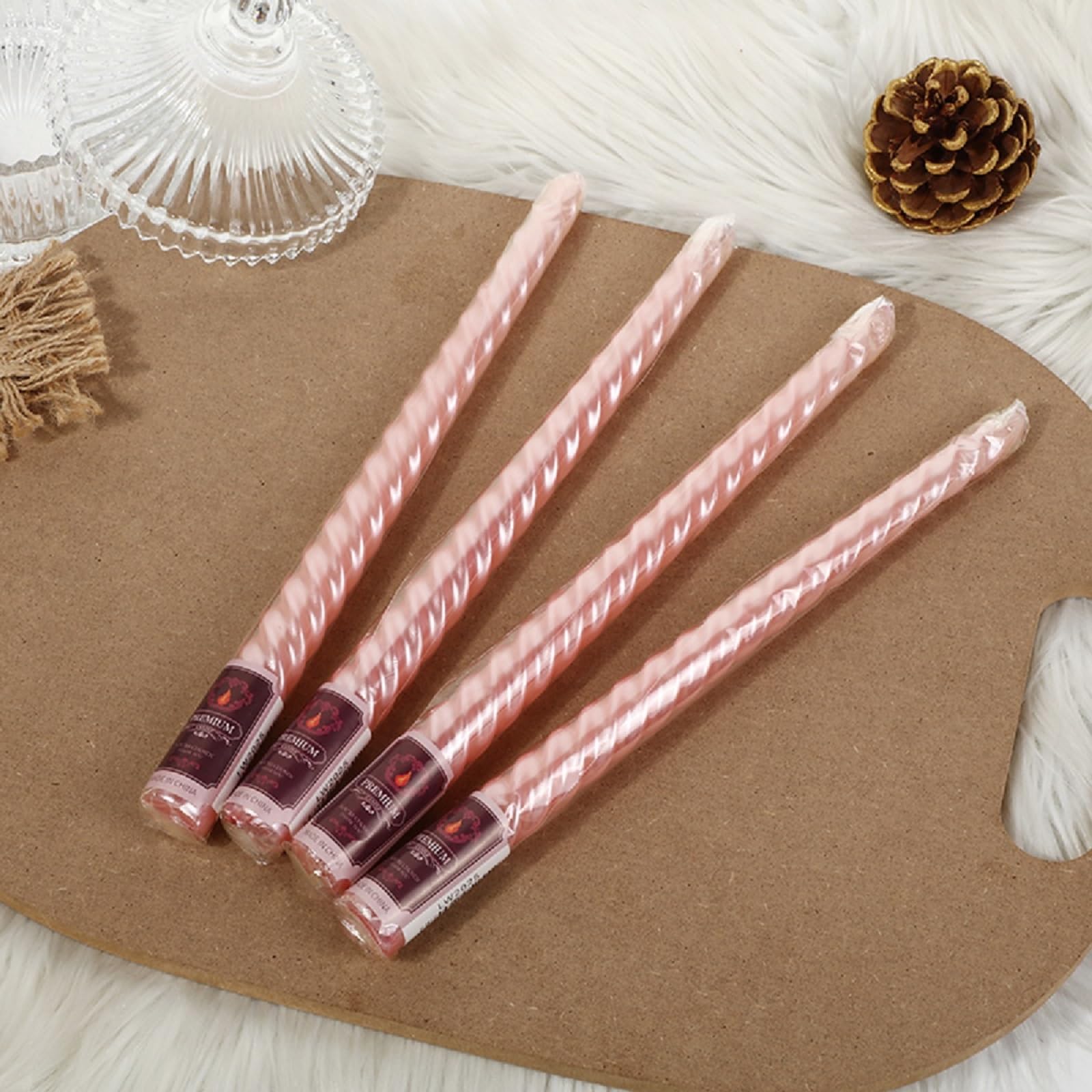10 Inch Pink Taper Candle, Set Of 12,Tapered Candle Burn For 8 Hours, Long Candle Sticks,Tall Candlesticks, Taper Spiral Candles
