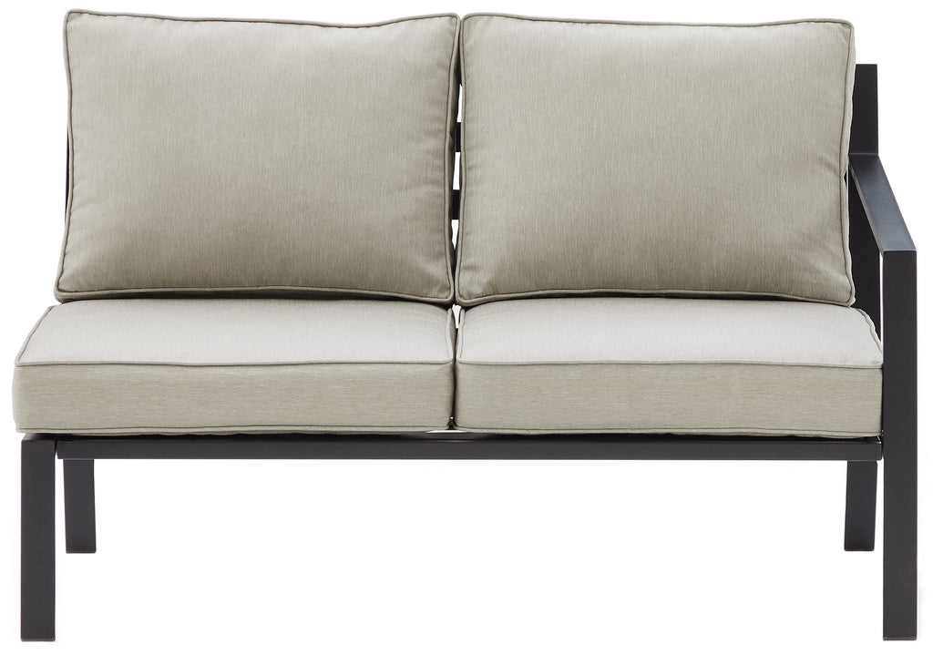 Crosley Furniture Ko70371Mb-Te Clark Outdoor Metal Sectional Right Side Loveseat, Matte Black With Taupe Cushions