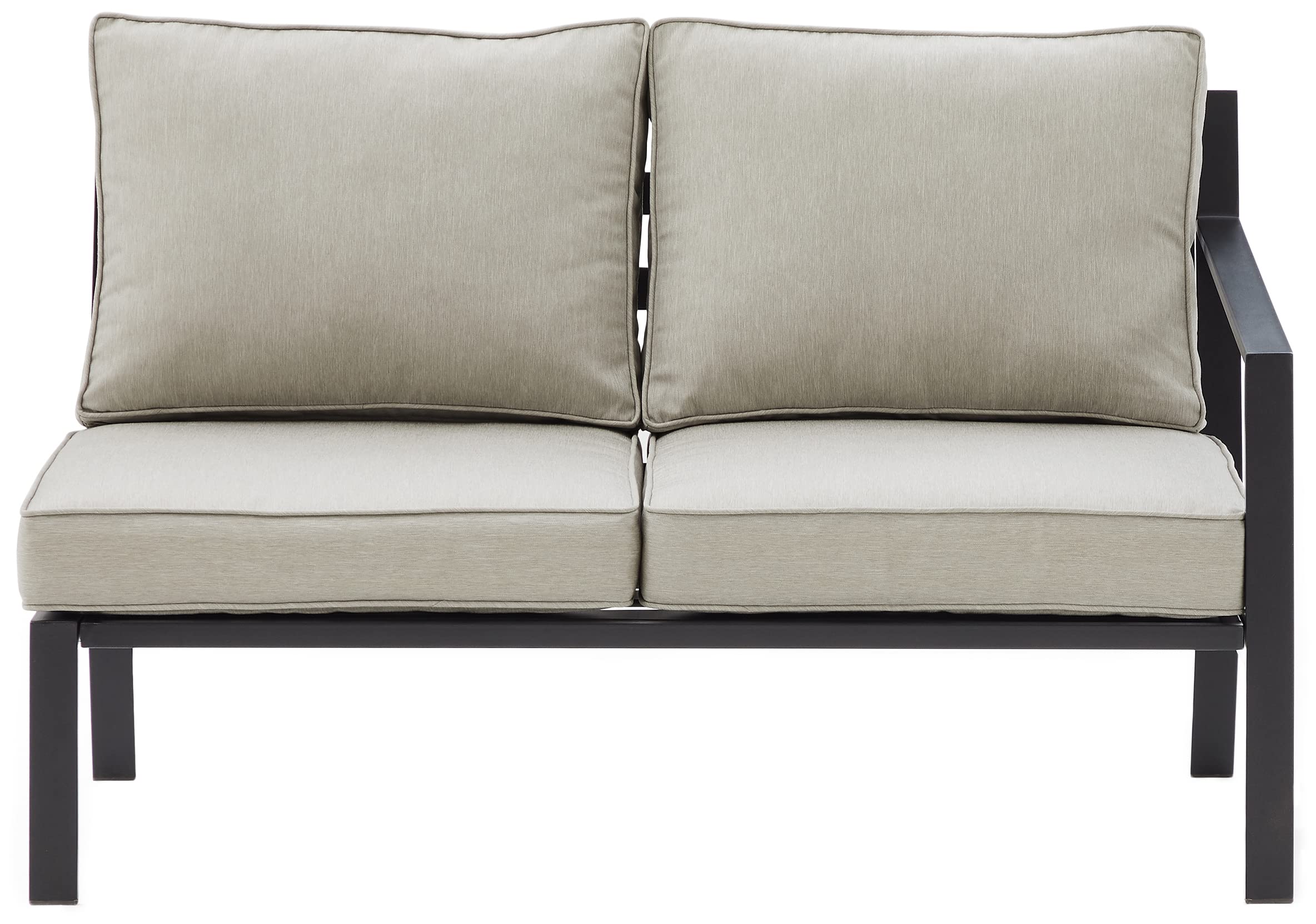 Crosley Furniture Ko70371Mb-Te Clark Outdoor Metal Sectional Right Side Loveseat, Matte Black With Taupe Cushions