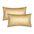BRAWARM Faux Leather Pillow Covers 12 X 20 Inches, Gold Leather Pillow Covers Pack of 2, Crocodile Leather Decorative Lumbar Thr