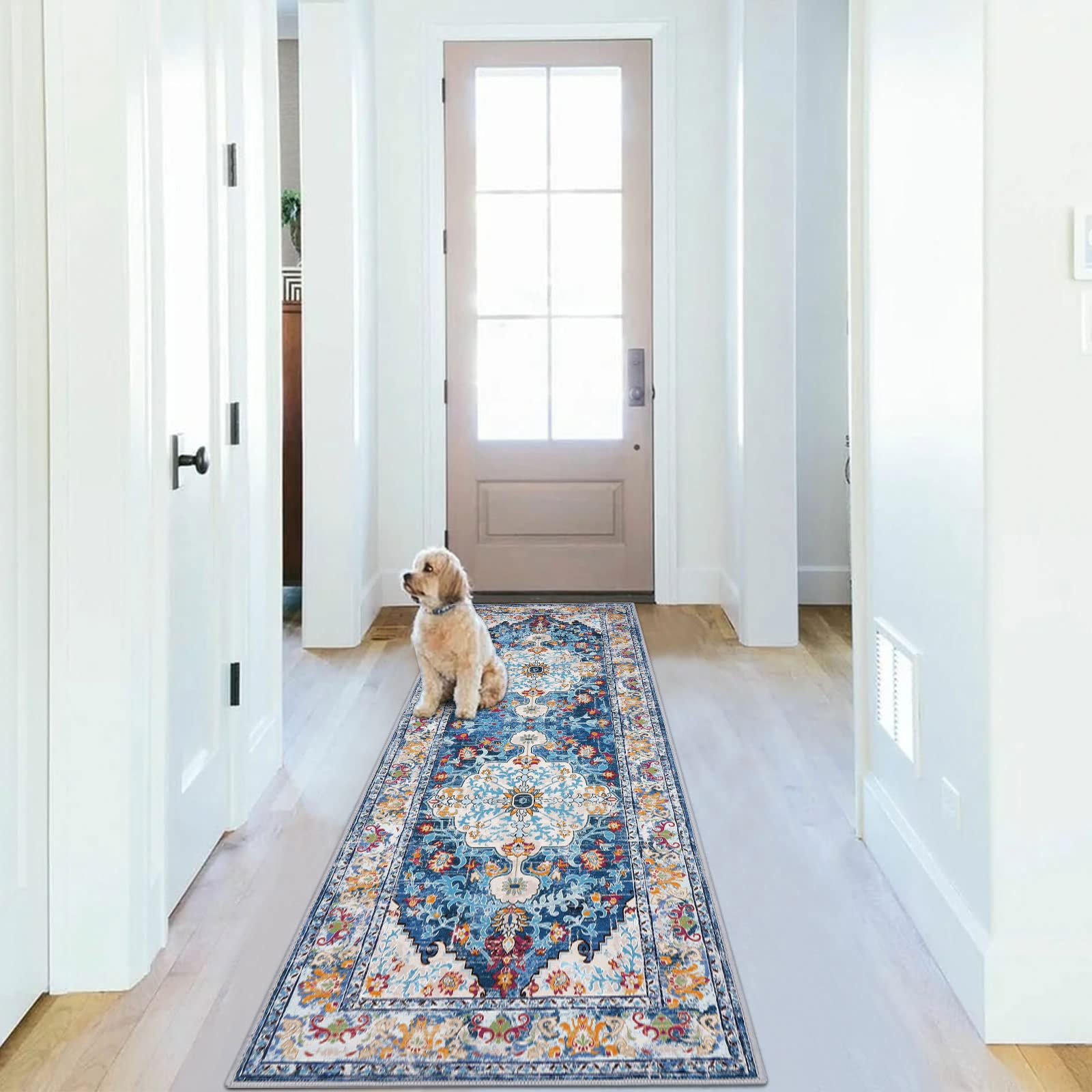 UArtlines Boho Hallway Runner Rug 2 x 6 Vintage Farmhouse Laundry Rug Runner Accent Area Rug Carpet Non Slip Washable Kitchen