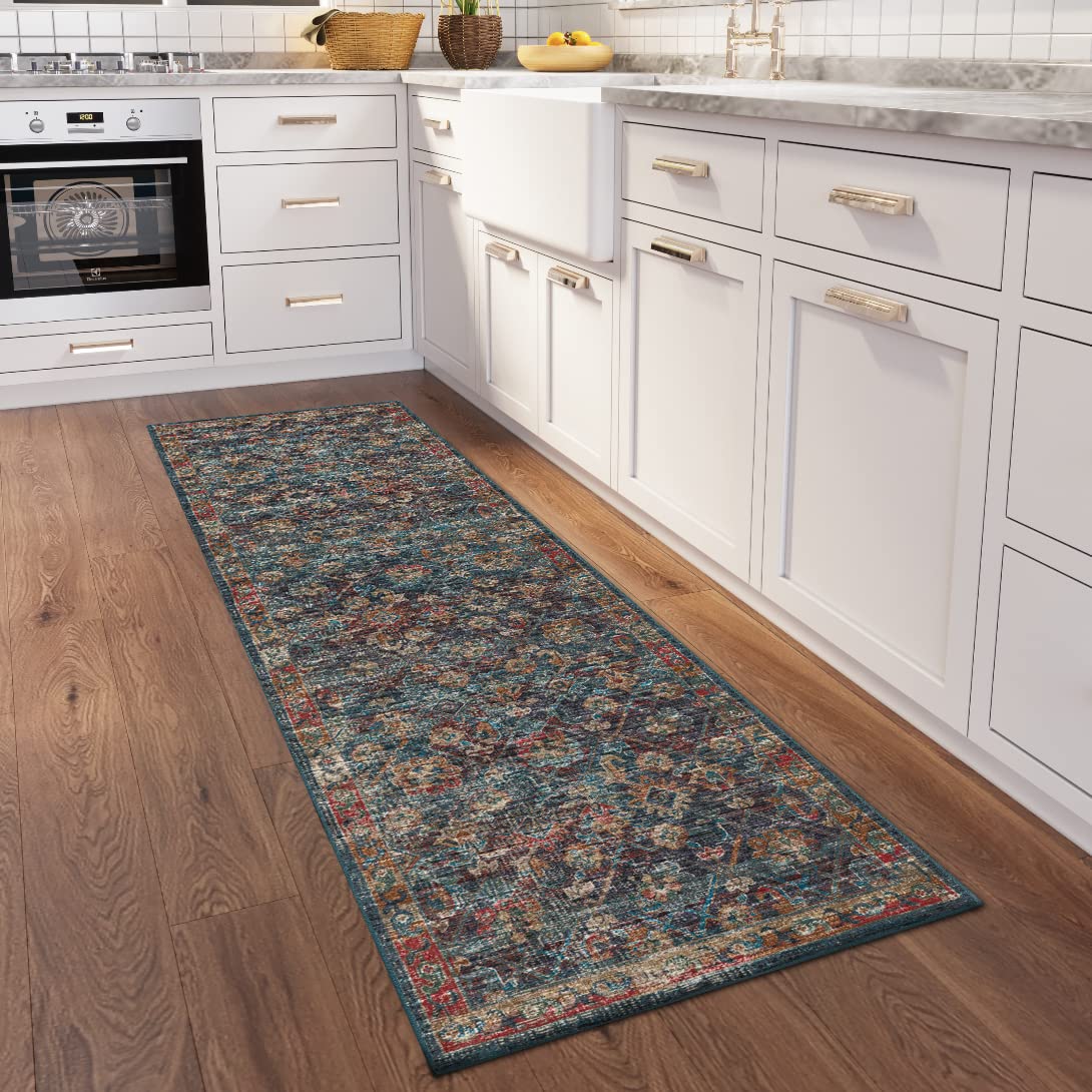 Dalyn Rugs Jericho Jc8 Navy 2'6&quot; X 12' Rectangle Soft Runner Rug, Easy Clean, Non Shedding, Bedroom, Entry, Living Room, Dining Room, Kitchen Rug