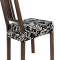 Searchi Stretch Dining Chair Seat Covers Set Of 4, Soft Removable Washable Seat Covers For Dining Chairs, Dining Room Seat Cover Slipcover Protector (Rear-Covered, Black Flower)