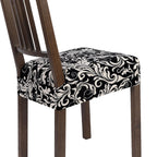 Searchi Stretch Dining Chair Seat Covers Set Of 4, Soft Removable Washable Seat Covers For Dining Chairs, Dining Room Seat Cover Slipcover Protector (Rear-Covered, Black Flower)