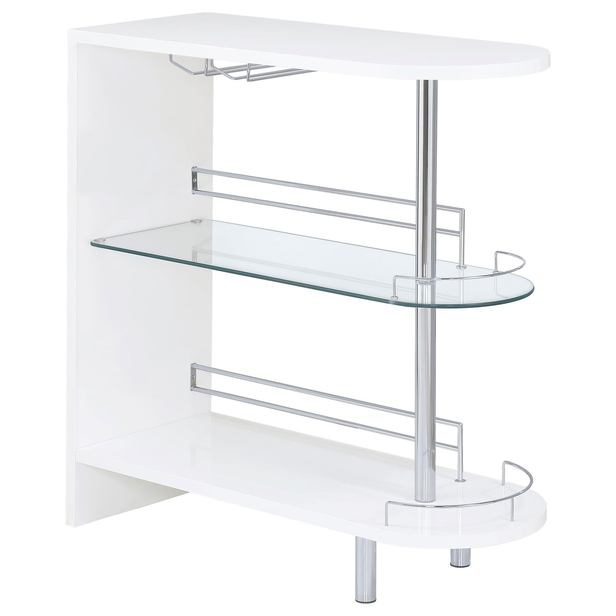 Coaster Home Furnishings Adolfo Rectangular 2-Tier Home Bar Table White High Gloss