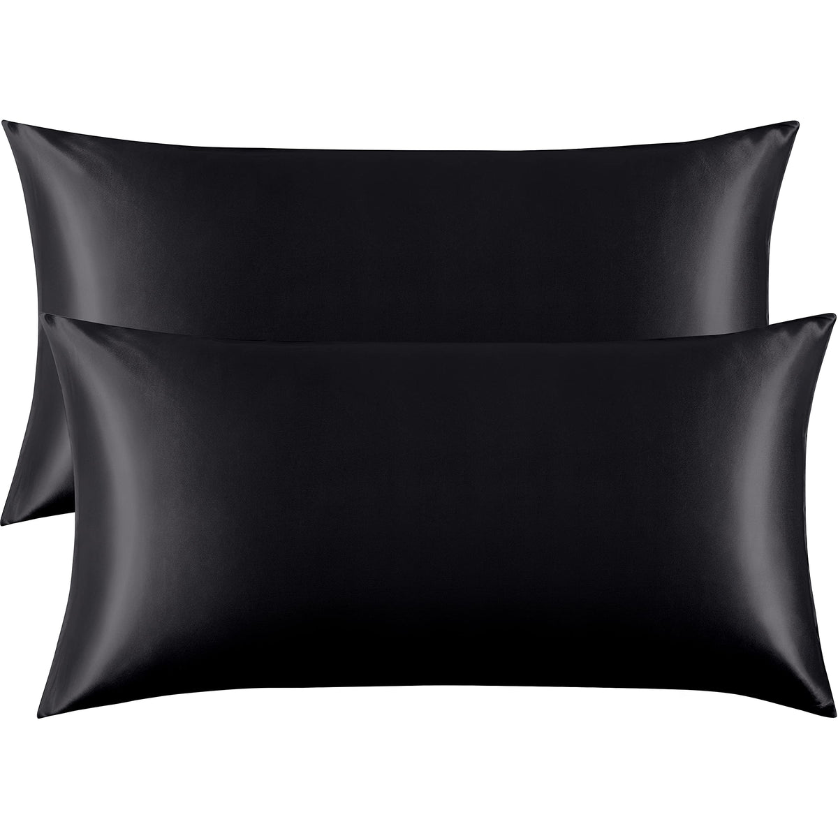 Flxxie 2 Pack Satin Pillowcases For Hair And Skin, Luxury Soft King (20X36 Inches) Silky Pillow Cases With Envelope Closure, Bla
