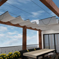 Windscreen4Less 7' X 8' Retractable Sun Shade Canopy Cover Sliding Wave Shade Sail For Pergola Patio Deck Yard Gazebo Outdoor (L