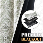 Jinchan 100% Blackout Curtains 63 Inch Length 2 Panels Sage Green Damask Medallion Window Curtains For Bedroom Grommet Thermal Insulated Drapes For Living Room Vintage Luxury Window Treatments Set