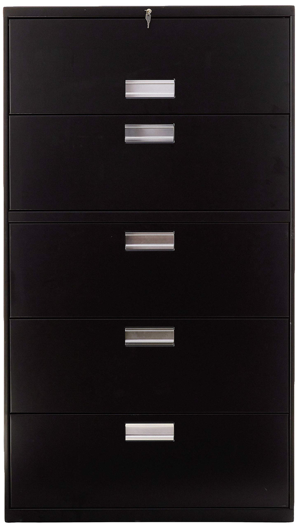 Hon 600 Series 5-Drawer Lateral Files W/ Locks-5 Drawer Lateral File W/Lock, 36"X19-1/4"X67", Black