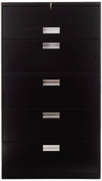 Hon 600 Series 5-Drawer Lateral Files W/ Locks-5 Drawer Lateral File W/Lock, 36"X19-1/4"X67", Black