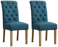 Roundhill Furniture Habit Solid Wood Tufted Parsons Dining Chair (Set Of 2), Blue