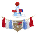 Airplane 1st Birthday Party Decorations for Boy Airplane High Chair Banner with Cone Hat for Time Flies Airplane Theme Boys Firs