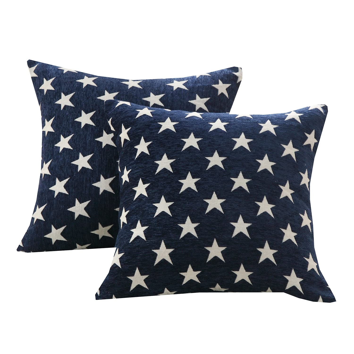 Sunday Praise Set Of 2 Soft Chenille Decorative Throw Pillow Cover Case Geometric Stars Accent Square Cushion Cover Case Sham Fo