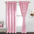 Jiuzhen Pink Velvet Curtains 72 Inches For Living Room - Privacy Protect Room Darkening Rod Pocket Thick Velvet Window Drapes Fo