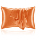 Bedelite Satin Pillowcase With Zipper, Burnt Orange King Size Pillow Cases Set Of 2, Super Soft And Cooling Similar To Silk Pill