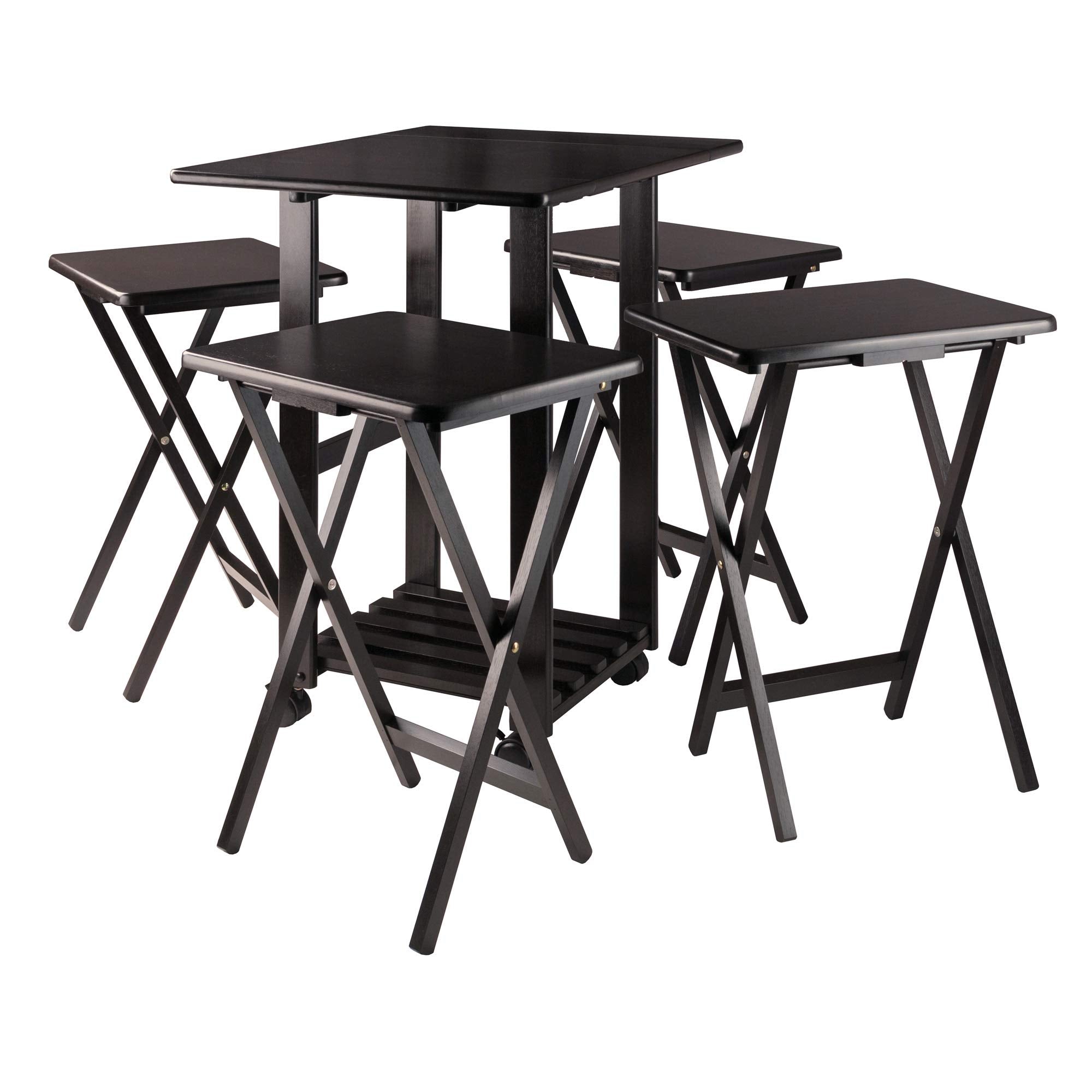 Winsome Sophia Foldable Snack Tray Tables with Storage Stand - Thumbnail 3