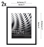 Americanflat 11X14 Picture Frame With Shatter-Resistant Glass - Set Of 2 - Use As 8X10 Frame With Mat Or 11X14 Frame Without Mat