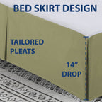 Cathay Home Double Brushed Microfiber Pleated Easy Fit Bed Skirt, Ultra Soft, Fade And Wrinkle Resistant - Sage, California King