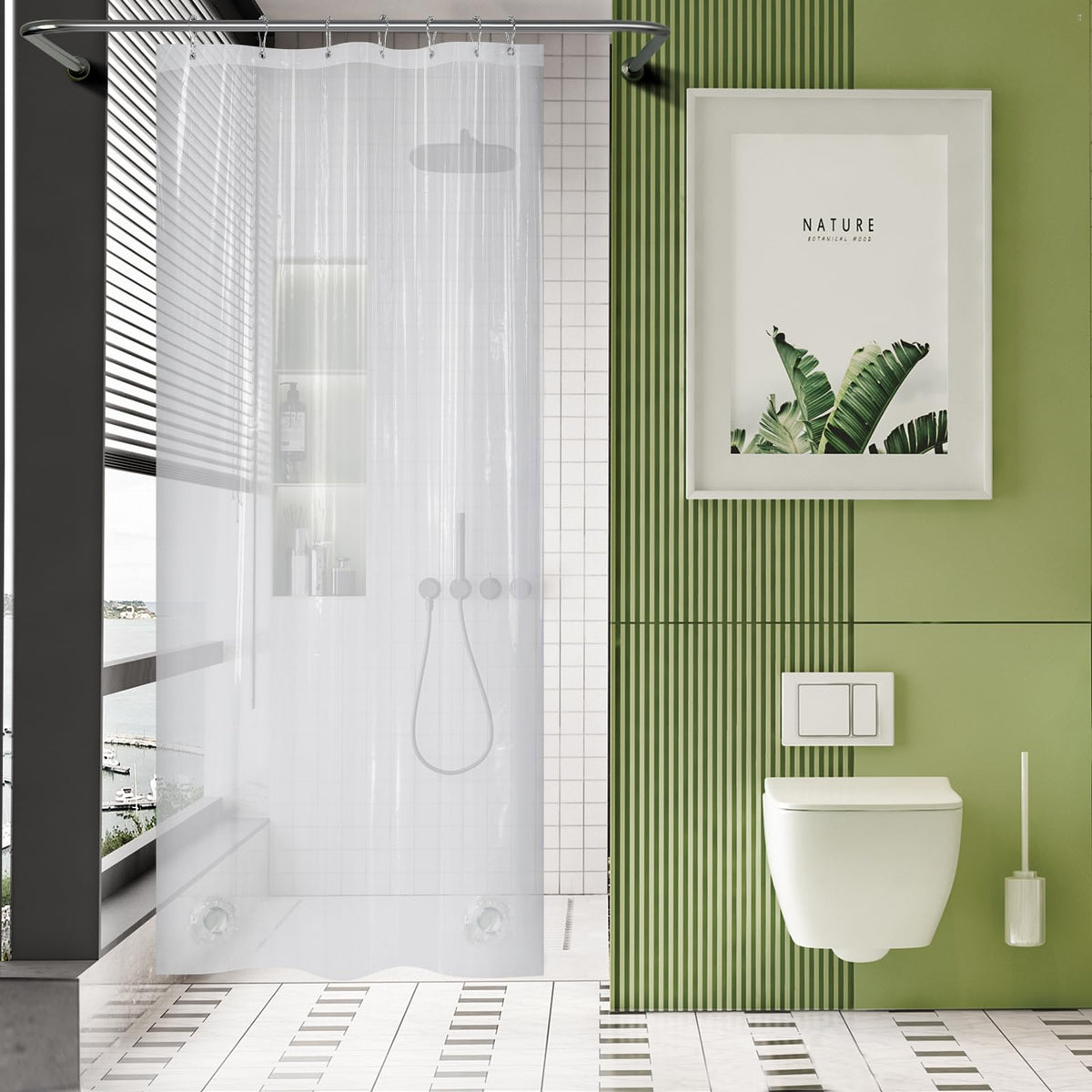 Amazerbath Plastic Small Shower Curtain, 40 X 72 Narrow Clear Shower Curtain, Peva Heavy Duty Thick Stall Shower Curtain, Stand