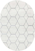 Unique Loom Trellis Frieze Collection Area Rug - Geometric (4 x 6 Oval, Ivory/ Gray)