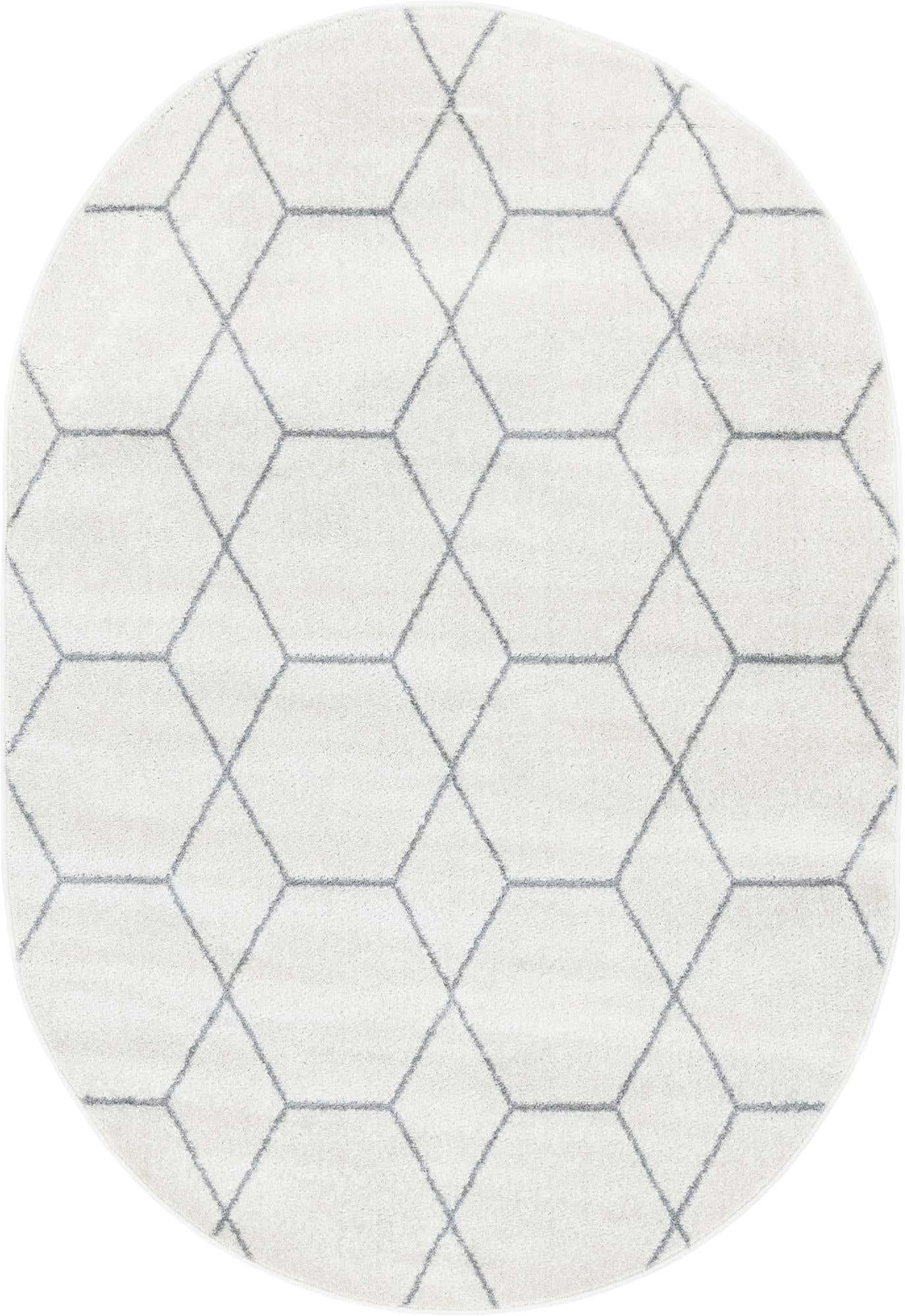 Unique Loom Trellis Frieze Collection Area Rug - Geometric (4 x 6 Oval, Ivory/ Gray)