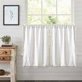 Roomtalks White Boho Farmhouse Kitchen Curtains 36 Inch Length French Striped Modern Vintage Chic Textured Tassel Short Cafe Cur