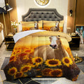 Qoomo Horse Comforter Twin Size,Sunflower Horse Comforter Set For Kids Teens Girls Boys,3Pcs Bedding Set Printed Comforter With
