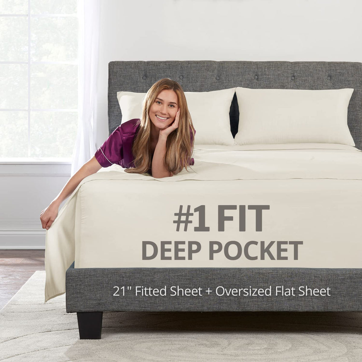 Extra Deep Pocket Cal King Bed-Sheets - 4-Piece Includes: 18   -21    Inch Super Extra Deep Pocket Fitted Sheet - Oversize Flat