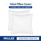 Miulee Pack Of 2 Velvet Pillow Covers Decorative Square Pillowcase Soft Solid Pure White Christmas Cushion Case For Spring Couch