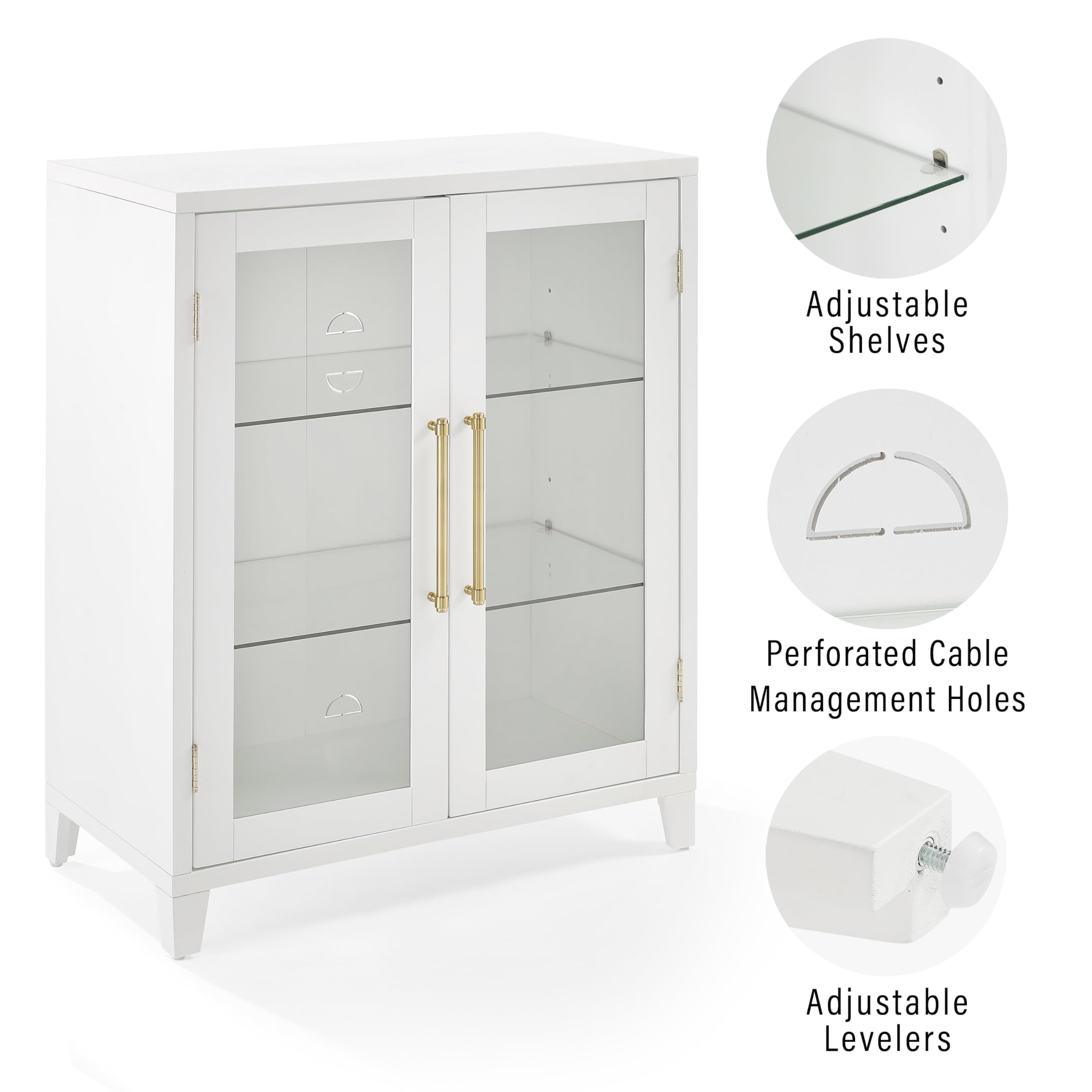 Crosley Furniture Roarke Stackable Glass Door Kitchen Pantry Storage Cabinet