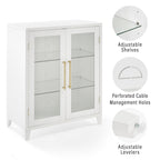 Crosley Furniture Roarke Stackable Glass Door Kitchen Pantry Storage Cabinet, Accent Cabinets for Entryway, White