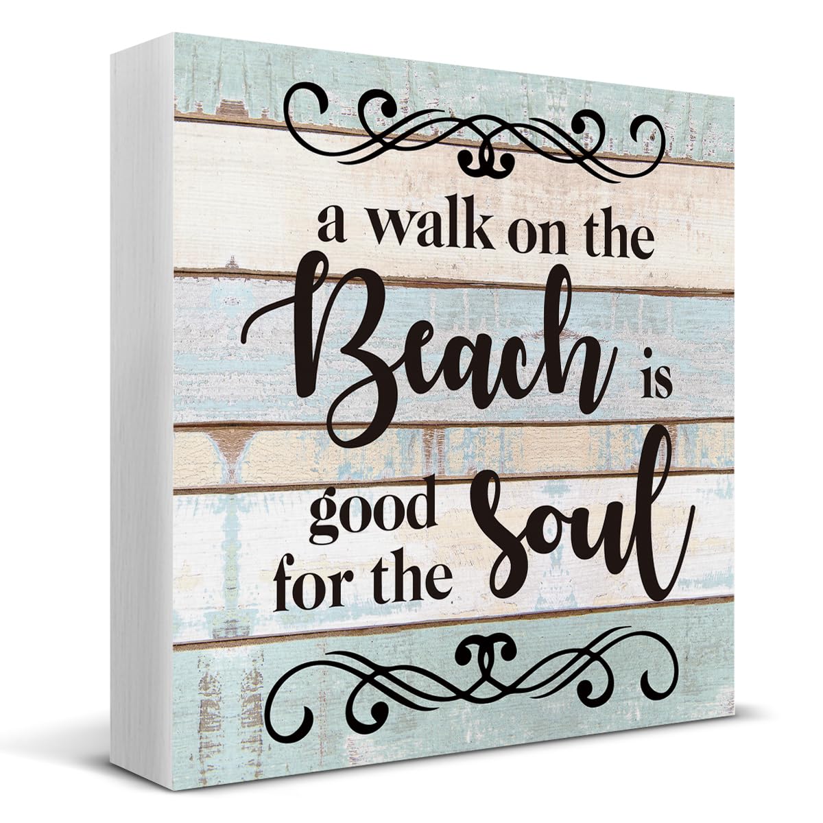a Walk on the Beach is Good for the Soul Wooden Box Sign Desk Decor, Beach House Wood Box Sign for Home Shelf Table Decoration 5