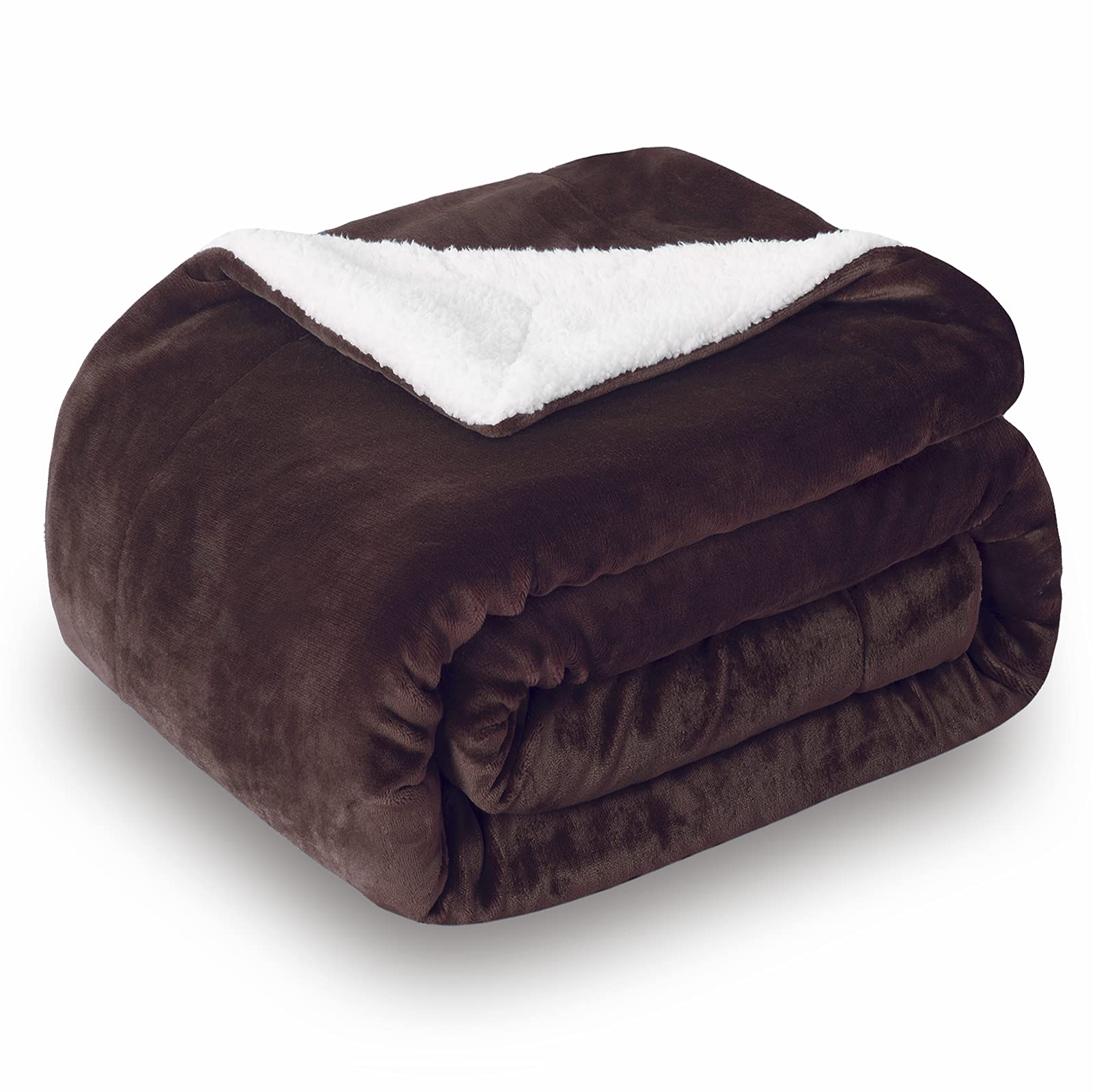 Sochow Sherpa Fleece Throw Blanket, Reversible Super Soft Luxurious Plush Blanket Throw Size, Brown, 50X60 Inches