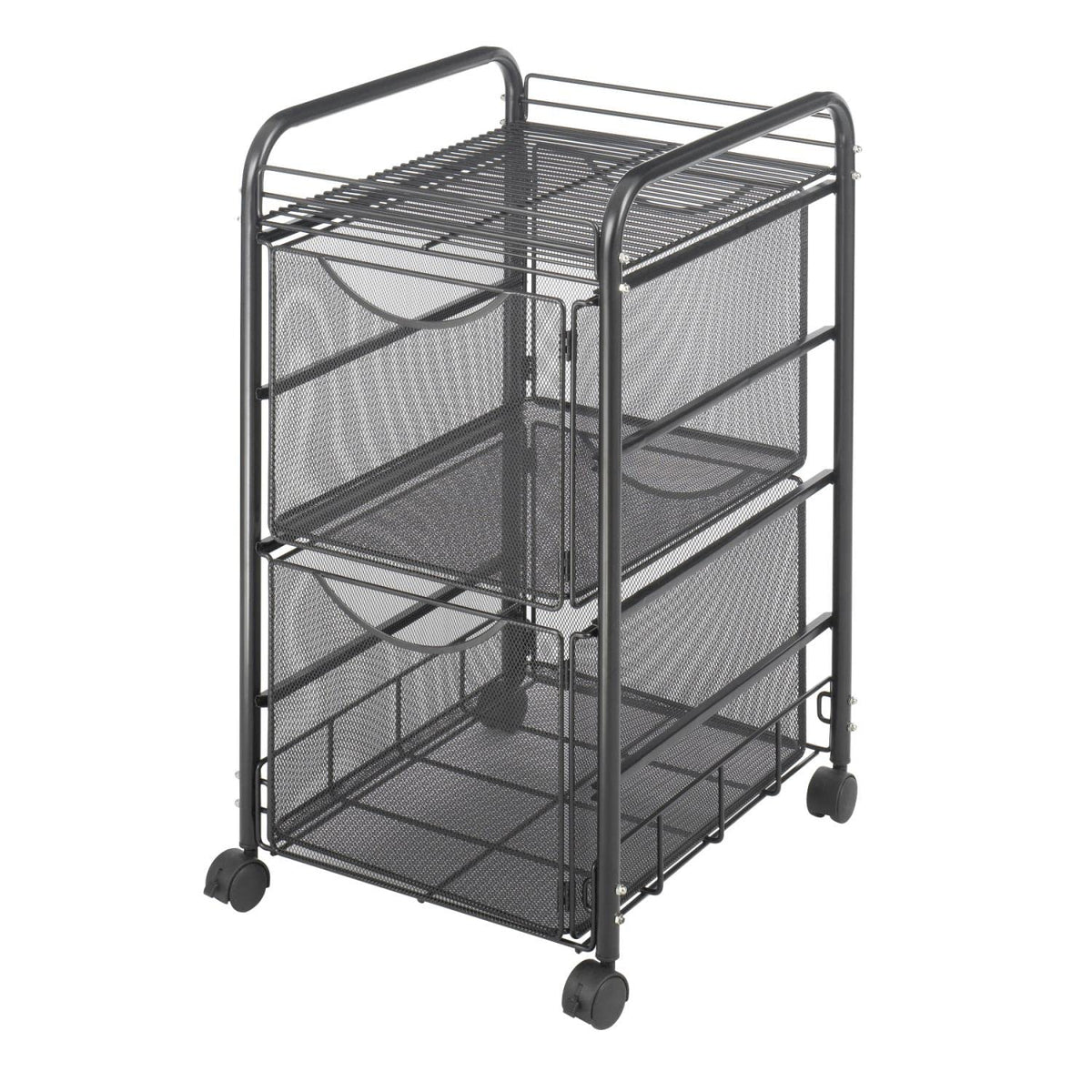 Safco Onyx Mesh Mobile Double File Cart,2 Dwr File,Mesh,Bk (Pack Of2)