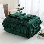Andency Dark Green Ruffle Comforter Set, 2 Pieces Kids Comforter Set Twin(66X90Inch), Farmhouse Shabby Chic Comforter Set, Soft Microfiber Kids Bedding Set