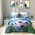 Wowelife Soccer Bedding Set Green Queen 5 Pieces Soccer Comforter Set For Boys And Girls Queen Size Kids Bed In A Bag With Comfo