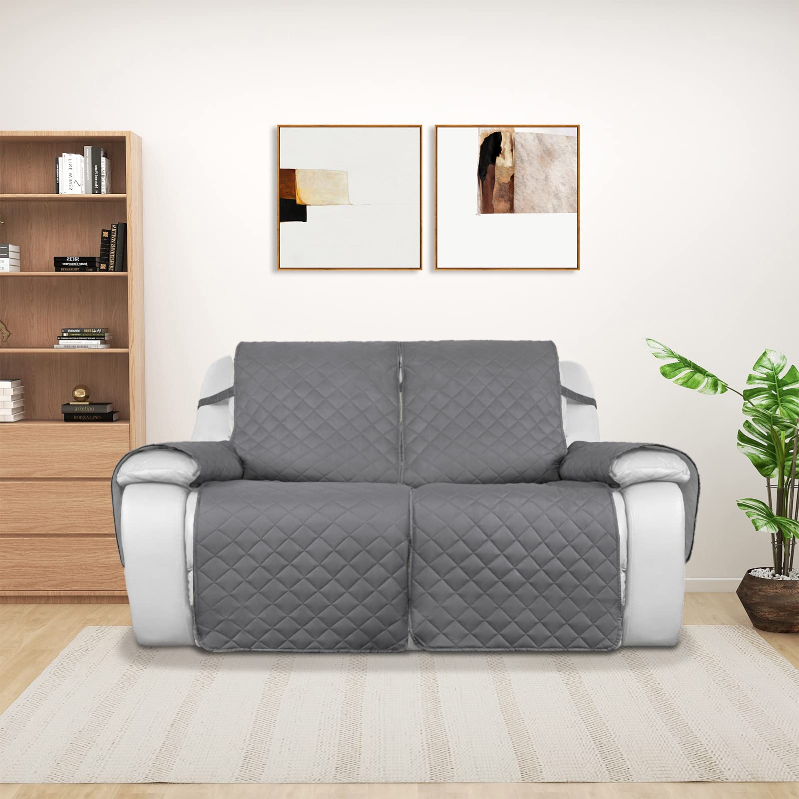 Purefit Water Resistant Reversible Sofa Cover For Reclining Sofa 2 Seat - Non Slip Split Recliner Couch Cover For Double Recline