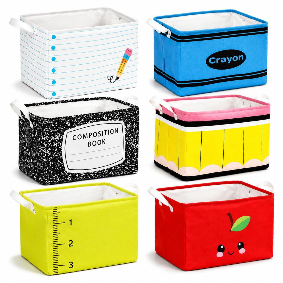 FYSUIMU 6 Pcs Back to School Collapsible Storage Baskets with Handle