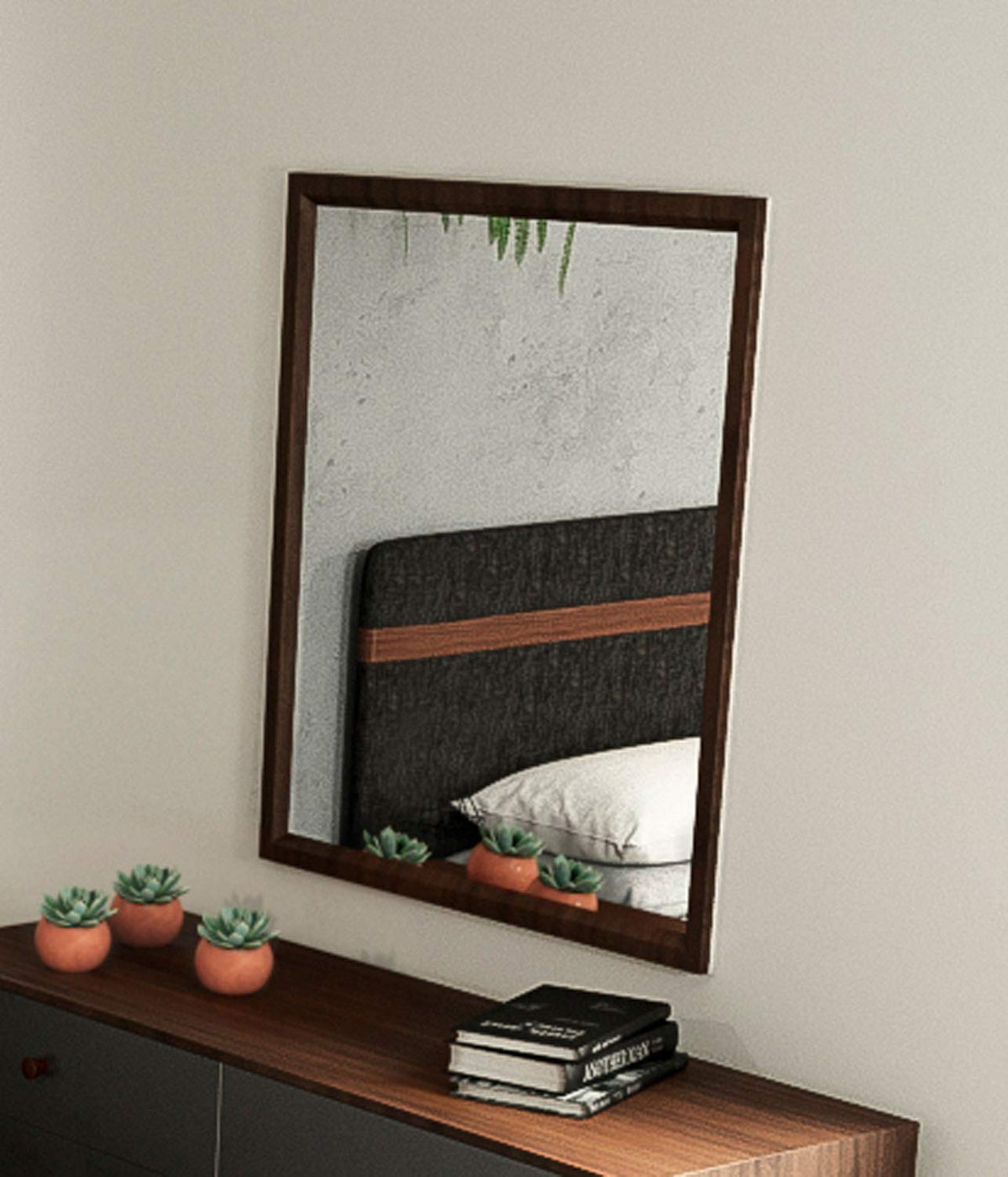 HomeRoots Furniture Hallway Bedroom Modern Walnut Mirror