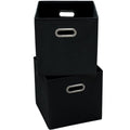 Yunkeeper 11 Inch Foldable Storage Bins ,Black Fabric Cubes Organizer Baskets with Handle for Closet or Collapsible Box, 11x11x1
